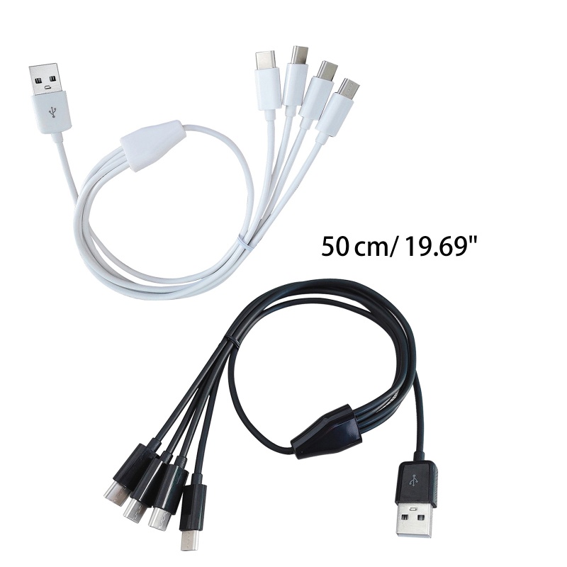 Cre Kabel Spliter Multi USB C 50cm Kabel Cas 4in1 Dengan 4colokan Male Type-C