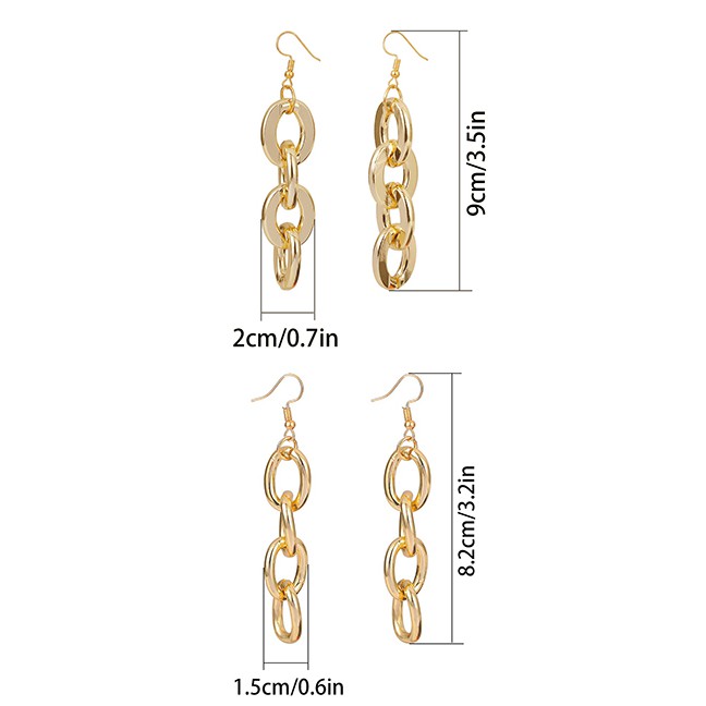 LRC Anting Gantung Fashion Simple Cross Gold Cross Chain Stud Earrings F38447