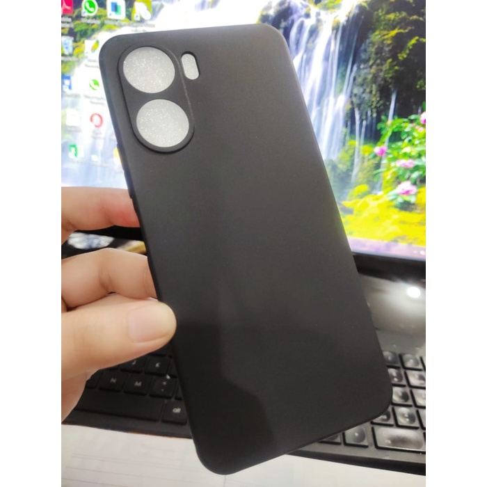 SoftCase Macaron BLACK Vivo Y16/Y02S/Y22S/Y35 TPU Black Protect Camera dan NON PC