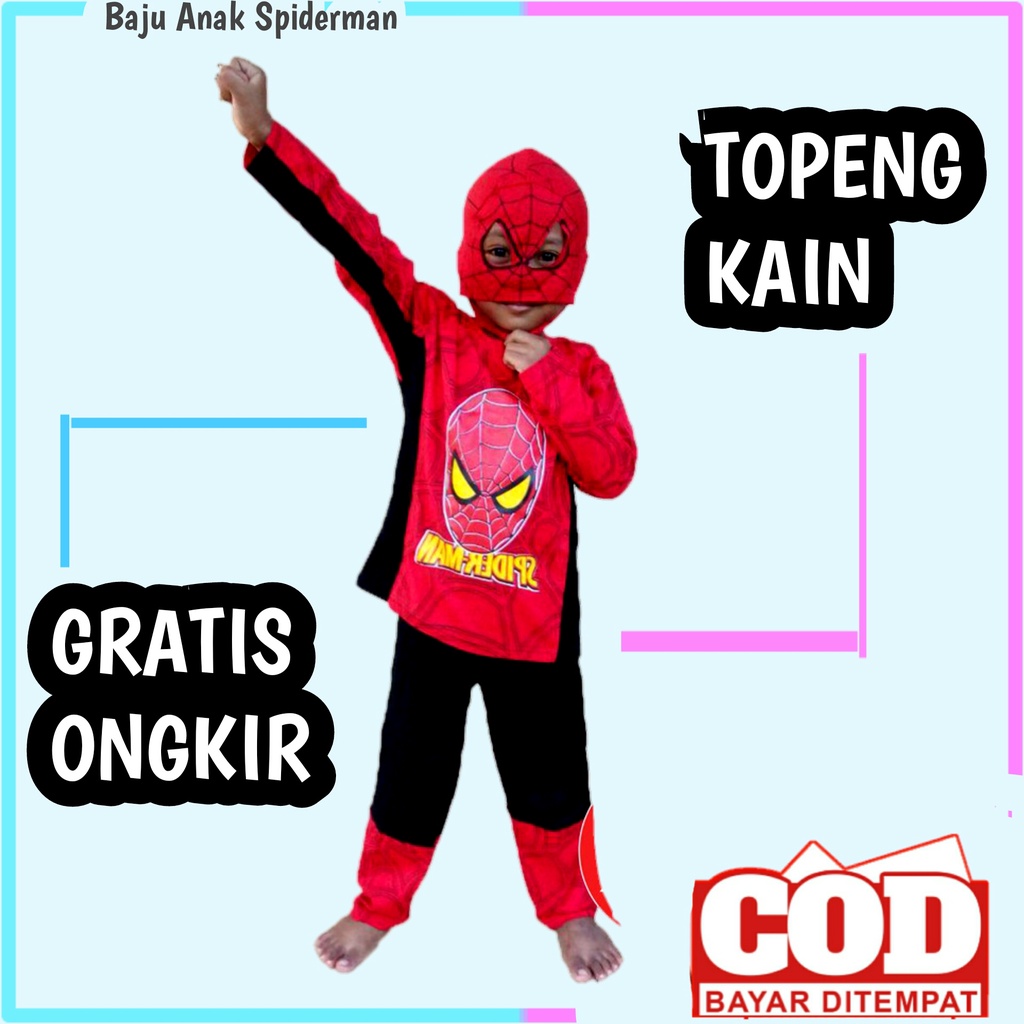 BISA COD/BAYAR DI TEMPAT | baju spiderman anak umur 1 - 11 tahun | kostum spiderman | kostum spiderman anak | baju spiderman anak dan topeng | baju anak laki laki | baju spiderman | baju spiderman anak laki laki | spiderman kostum