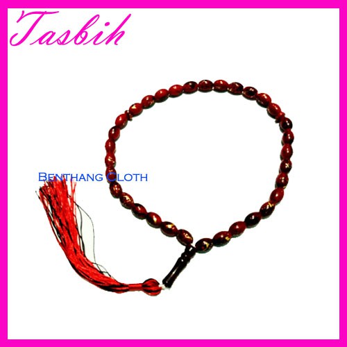 Tasbih Merah Corak Emas