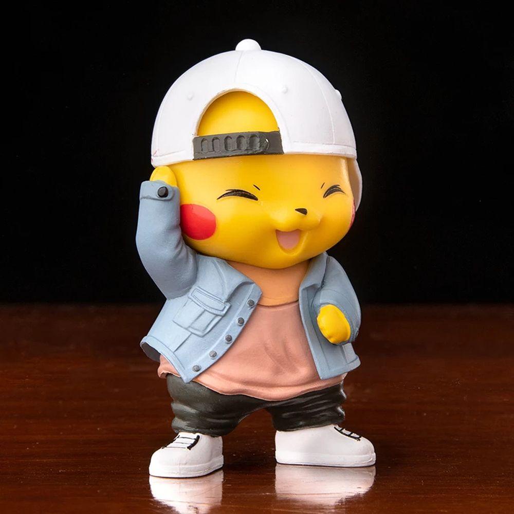 Needway   Pokemon Figure Model Hadiah Dekorasi Mobil Cosplay Pikachu Model Mainan PVC Denim Baju Pikachu