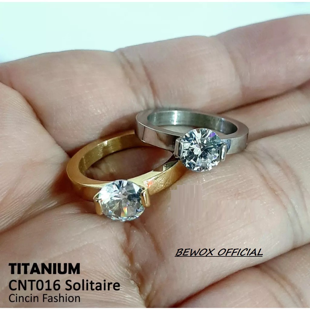 [Bayar Di Tempat] Cincin Wanita Titanium Korea Diamond Wedding Ring Berlian Anti Karat harga satuan