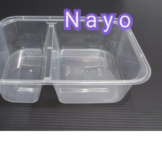 ♜ Kotak plastik 2 sekat (50 pcs) - Bento sekat - Thinwall kotak makan ♔