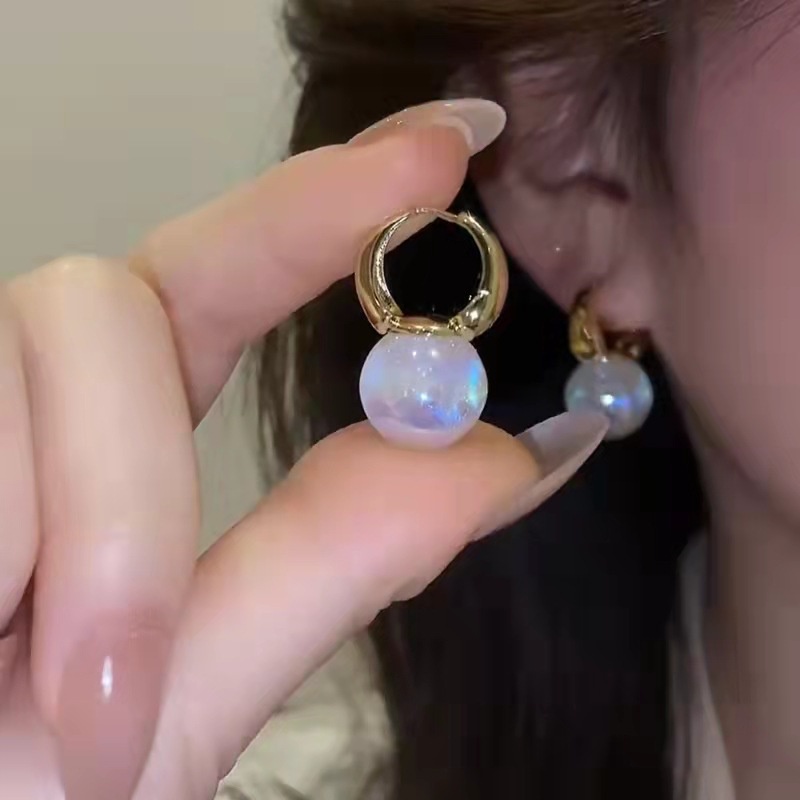 Anting Hoop Mutiara Warna Emas Untuk Wanita