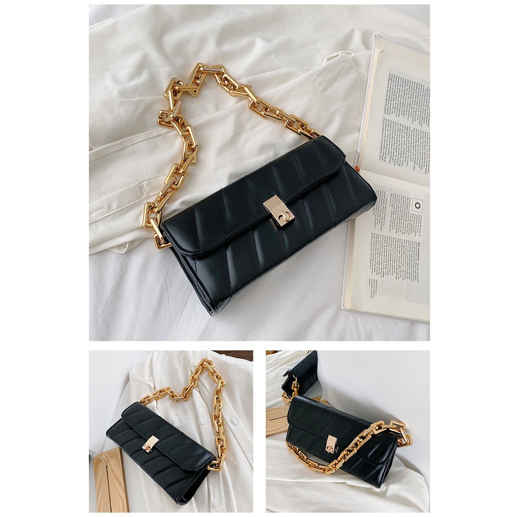 TAS CANGKLONG RANTAI KOREA KEKINIAN KULIT HITAM FASHION MURAH WANITA BATAM LOFTY PREMIUM IMPORT ORI