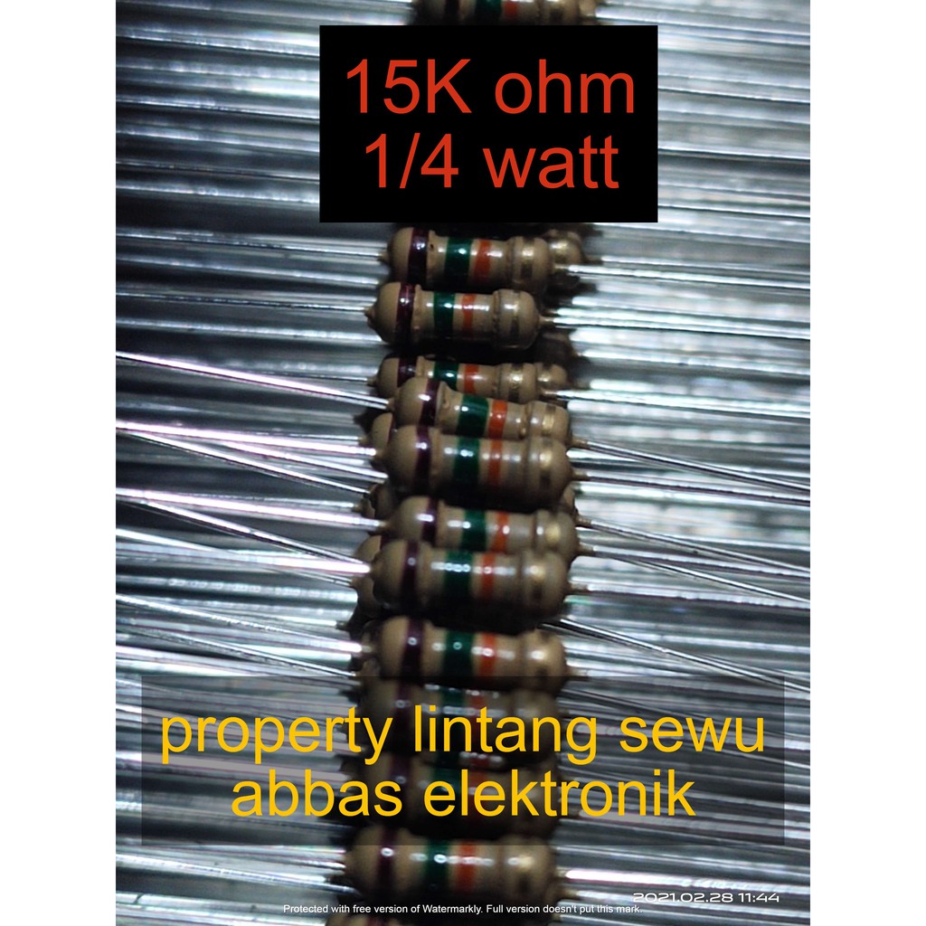 10PCS resistor 15k ohm 15 kilo 15000 ohm  0.25 watt