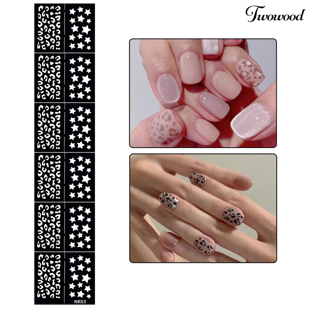 Twowood Stiker Kuku Motif Hati / Bintang Untuk Nail Art DIY