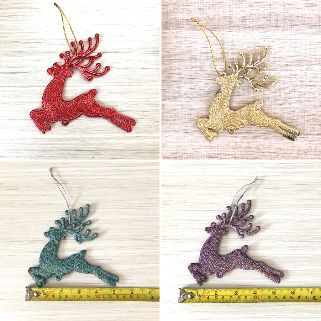 Hiasan Natal Christmas Ornament Rusa (Emas Glitter / Pink / Biru/ Merah)