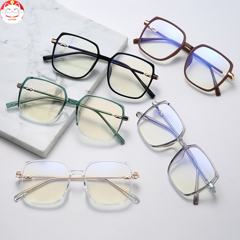 Kacamata Myopia Bentuk Kotak Gaya Retro Kacamata Korea Wanita Kacamata Anti Radiasi Wanita Fashion Cat Eye Eyeglasses