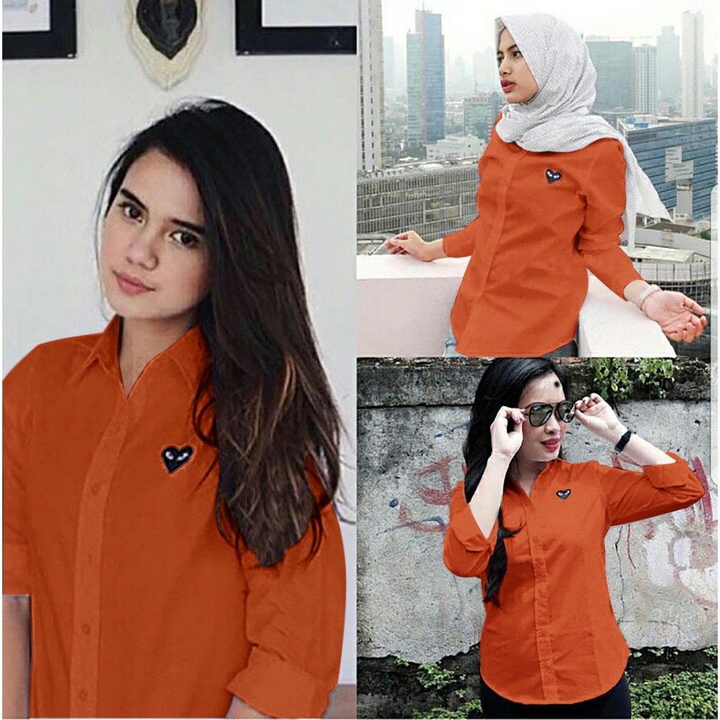 WSE390 - Kemeja Garcon Kemeja Wanita Atasan Wanita Kemeja Long Hem Big Size Kemeja Lengan Panjang PREMIUM QUALITY