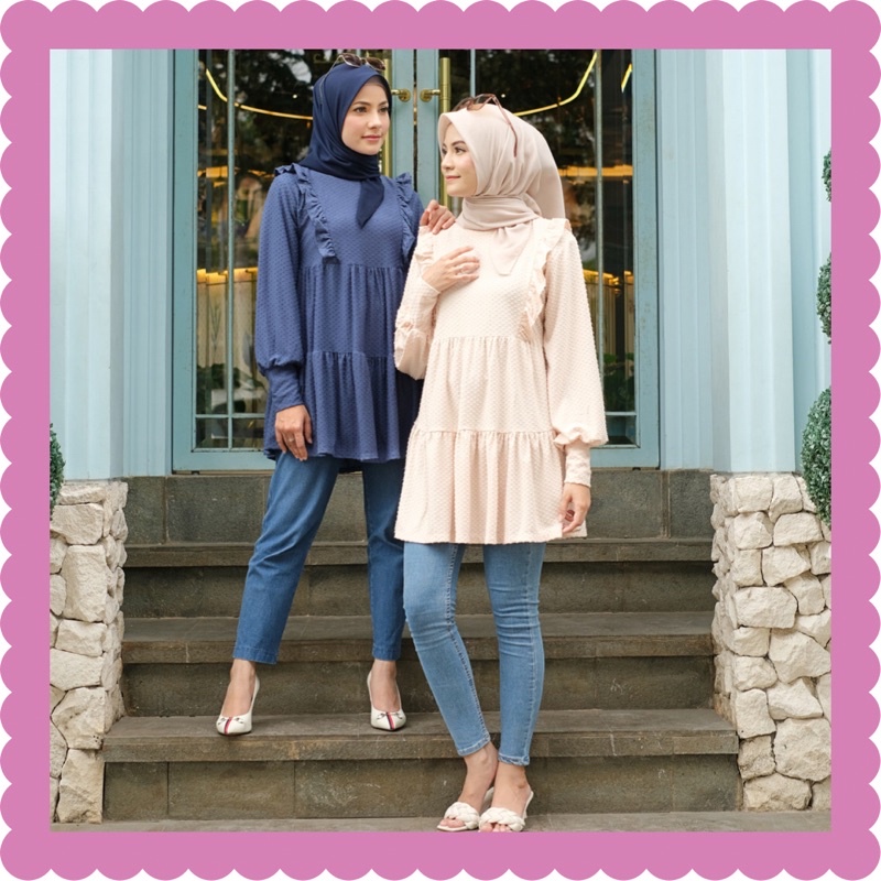 Ounadoutfit FLUPY BLOUSE wanita busui kekinian / atasan polos wanita / kemeja muslimah / blouse rampel pastel