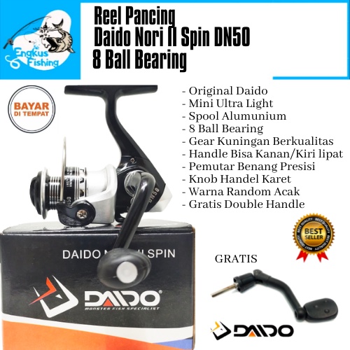 Reel Pancing Mini Daido Nori II Spin DN50 (8 Bearing) Gratis Handle Murah