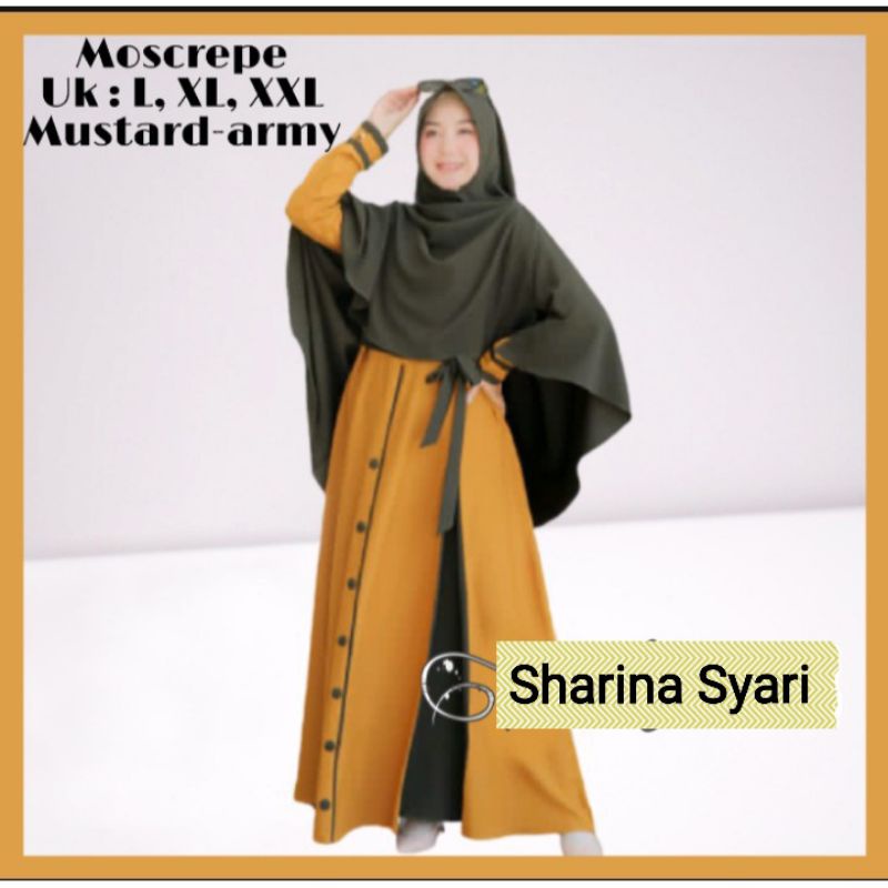 Baju Gamis Dress Busui Sleting Depan Wanita Syari Muslim Kancing Bawah Plus Free Khimar Hijab Jilbab