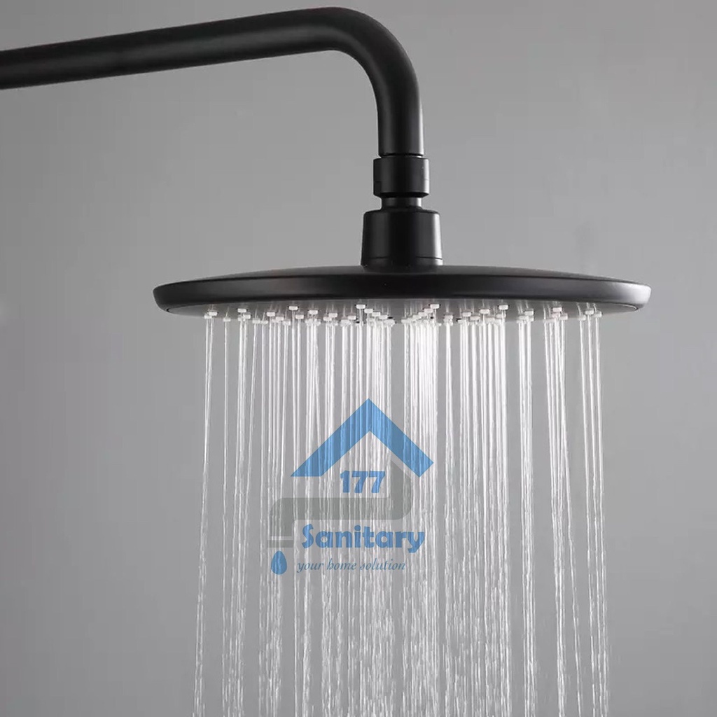 Shower Tembok 8 inch Hitam F22BL- Wall shower jumbo Black tanam 20cm 8inch stainless semprotan hujan rainfall  spray 20cm gede