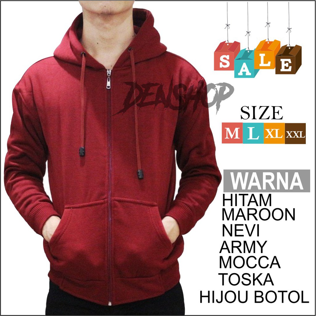 sweater hoodie pria JAKET ZIPPER HOODIE POLOS PRIA WANITA MURAH denshop