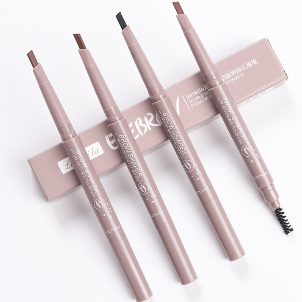 LAMEILA Pensil Alis Eyebrow 2 in 1 Kepala Ganda 7 Warna Lilac Ungu Muda LA025 752