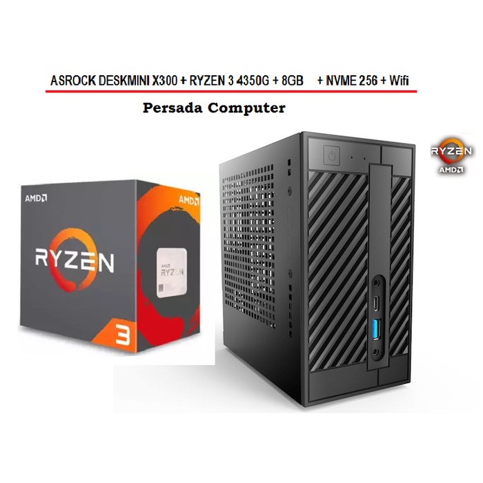 PC ASROCK DESKMINI X300 + RYZEN 3 4350G + 8GB + NVME 256