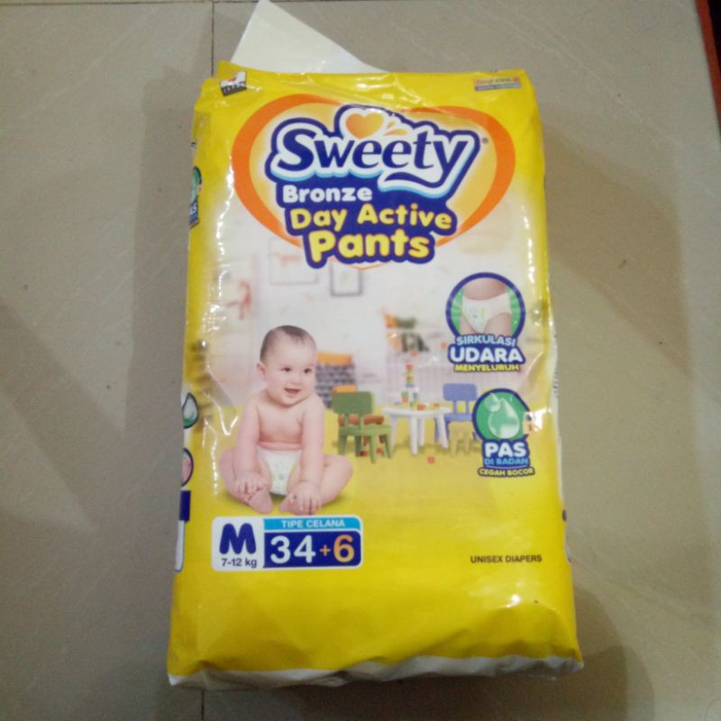 SWEETY Bronze Pants M34+6 / +2 tipe celana // Pampers SWEETY M34 6 // Popok bayi SWEETY M34+6