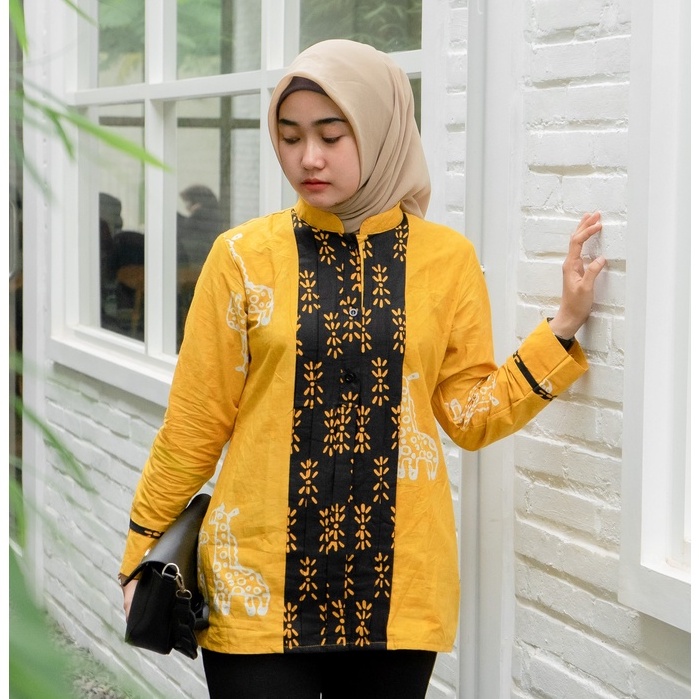 Baju Batik Wanita Modern Atasan Blouse Batik Kerja Kantor Wanita Amarilis