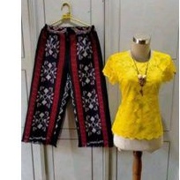 setelan etnik celana kulot etnik dan atasan brokat