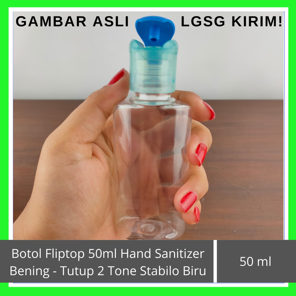 Botol PET 60ml Bening Fliptop Tutup 2 Tone Hand Sanitizer Sabun Lotion Toner Shampoo HARGA GROSIR