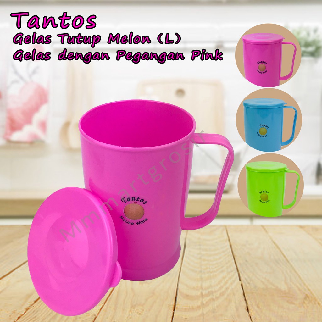 Tantos / Gelas Tutup Melon L / Cangkir dengan pegangan / Pink / 5176GT