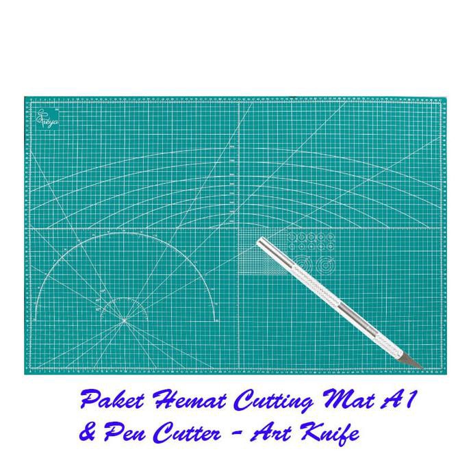 

HARGA SPESIAL Paket Hemat Cutting Mat A1 Double Sided + Pen Cutter Design Knife