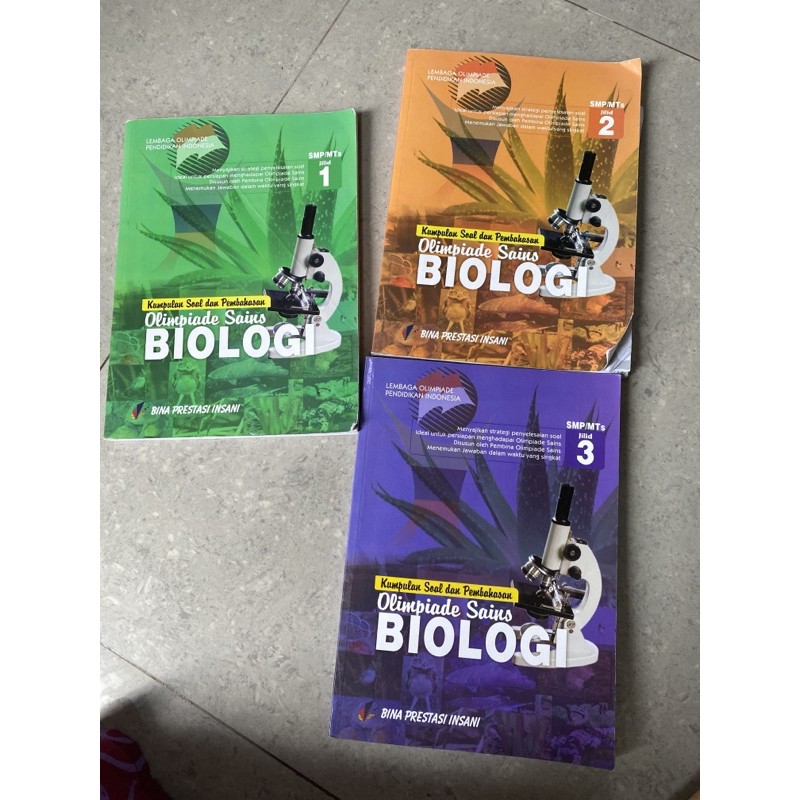 buku kumpulan soal&pembahasan OSN olimpiade biologi SMP bekas/preloved murah, dapat 3 buku