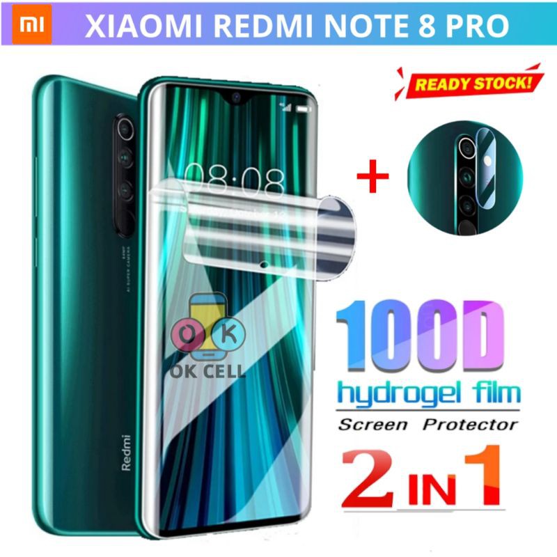 2in1 - Nano Hydrogel Film Xiaomi Redmi Note 8 Pro TG Antigores Screen Guard Protector Layar Kamera