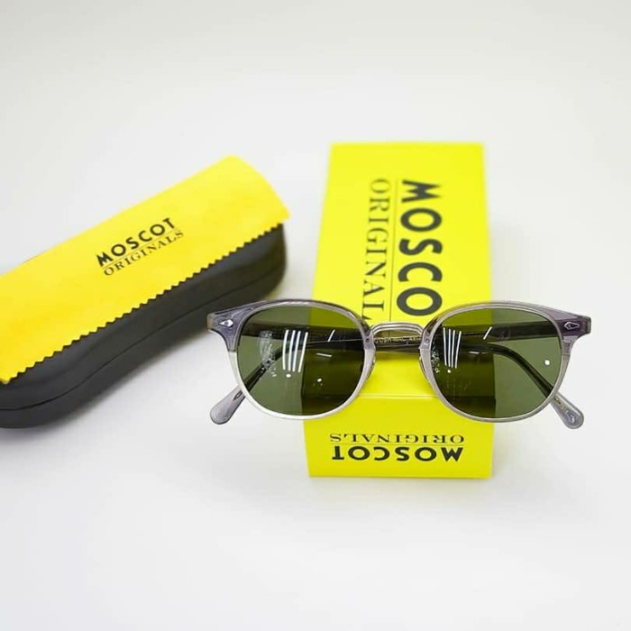 Sunglass Moscot Lemtosh Mac grey / silver frame - dark green polarized