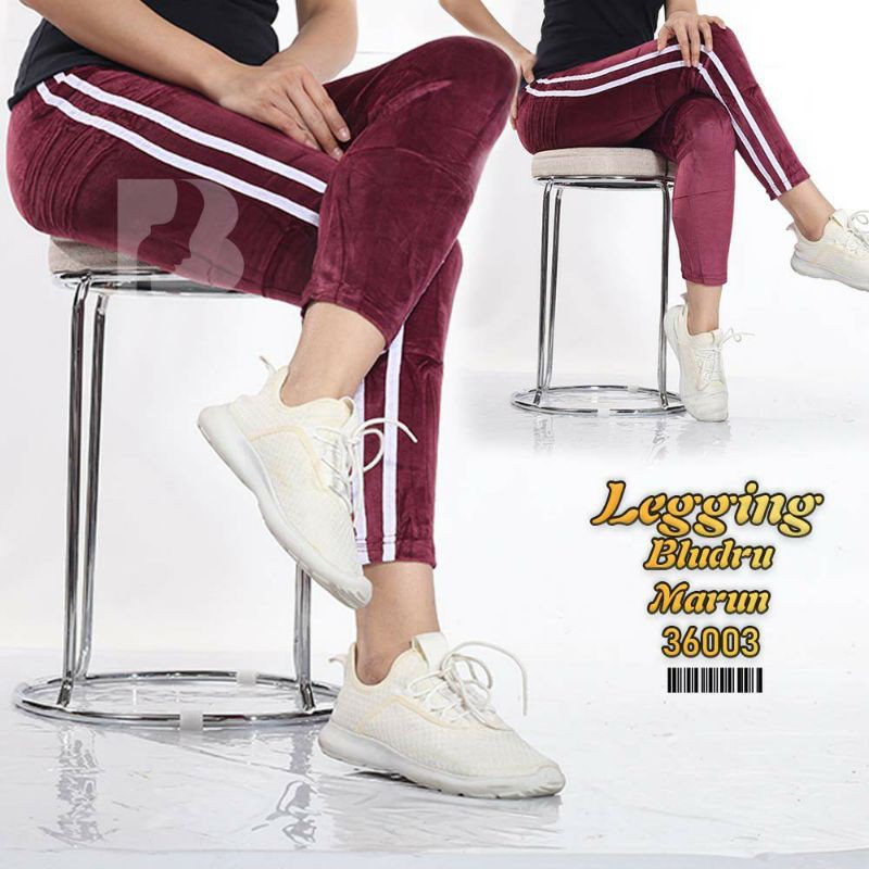 Legging Beludru Bludru List Putih Jumbo XL
