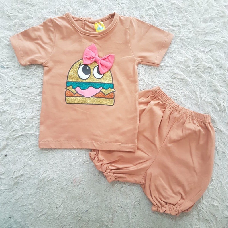 Baju bayi Hamburger Setelan Set