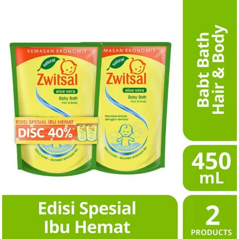 Zwitsal Baby Bath Hair & Body Natural Aloe Vera 2in1 450ml Sabun Shampo Bayi Sabun bayi 2in1 Sabun b