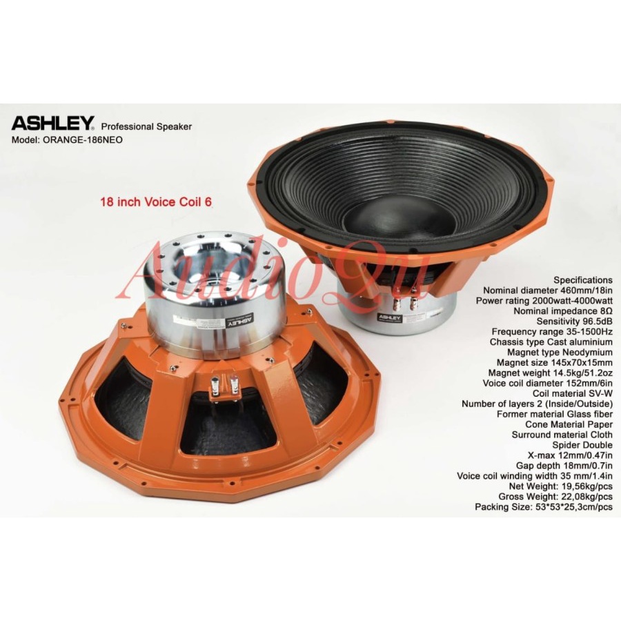 SPEAKER KOMPONEN ASHLEY ORANGE186NEO / ORANGE 186 NEO / ORANGE 186NEO