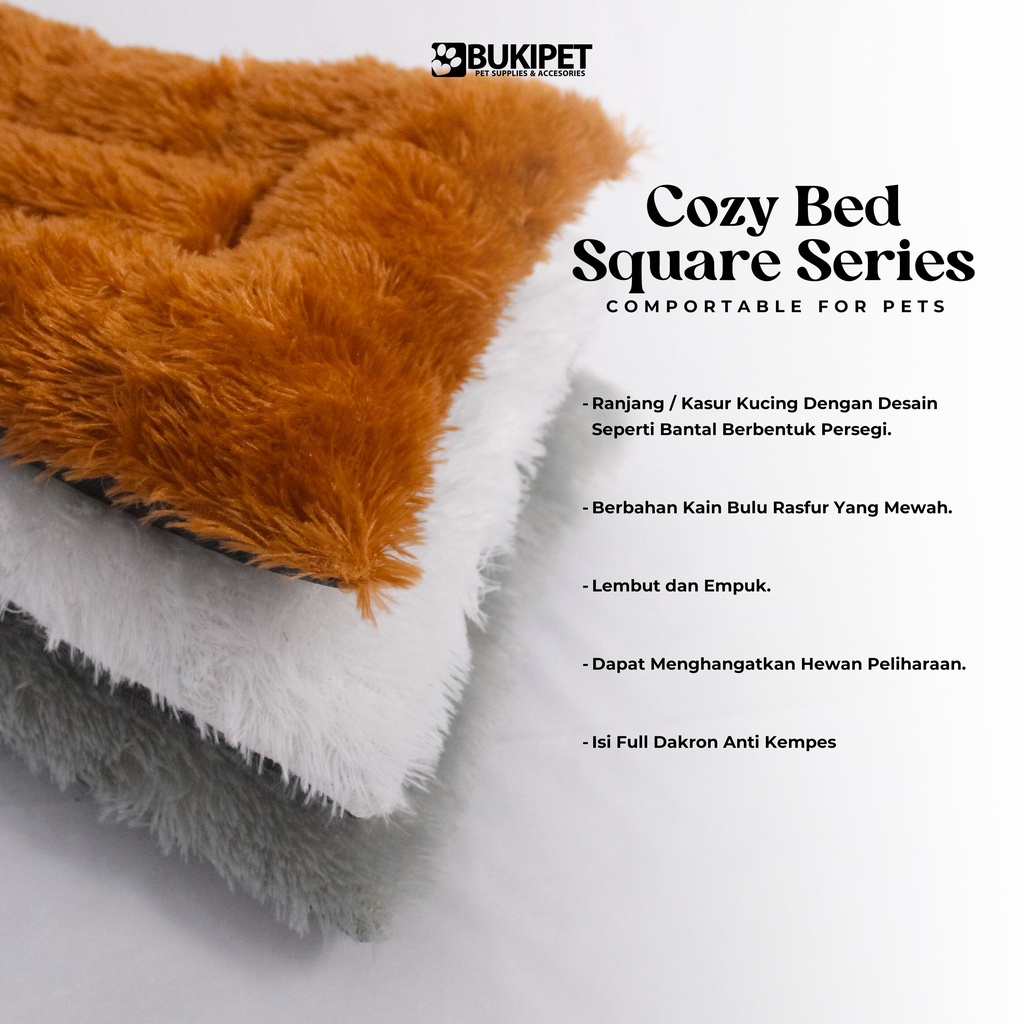 Kasur Kucing Bantal Alas Tidur Kucing Peliharaan Aksesoris Hewan - Cozy Bed Square