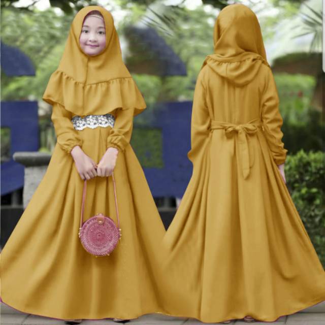 Gamis syari anak tanggung muslim pesta remaja anggun dan elegan Sabyan princess