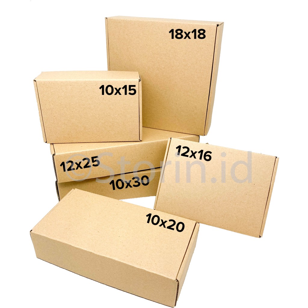 

Kardus Dus Coklat lipat1 Set 10 Pcs Uk. 10 x 15 , 10 x 20 , 10 x 30 , 12 x 16 , 12 x 25 , 18 x 18 |