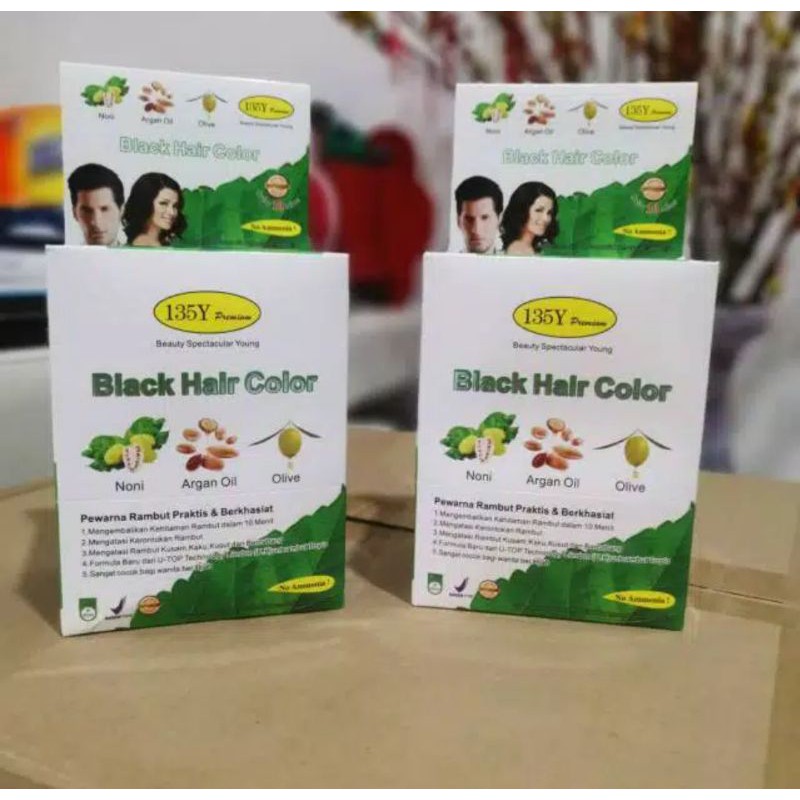 135Y premium black hair color 1bok isi (20pcs)
