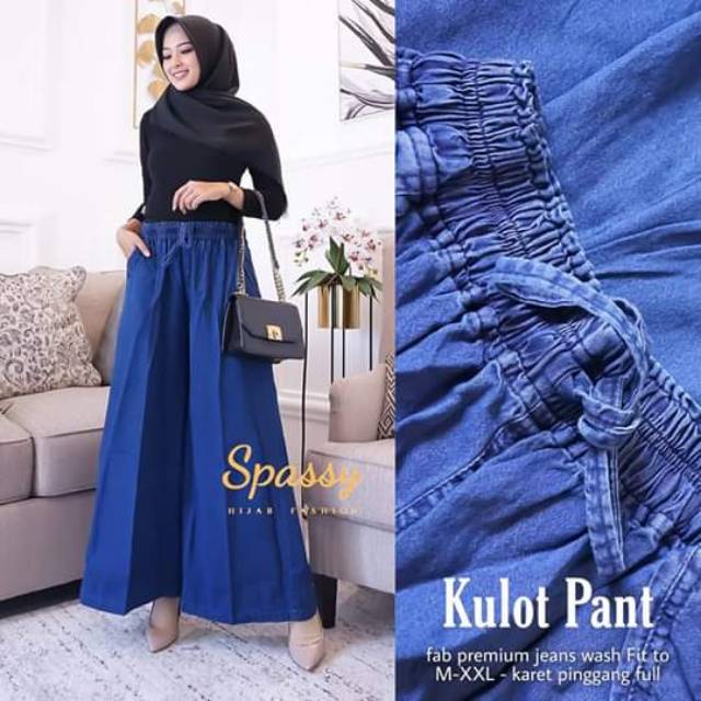 Kulot Pant Spassy | Celana Jeans pinggang karet Fit xxl