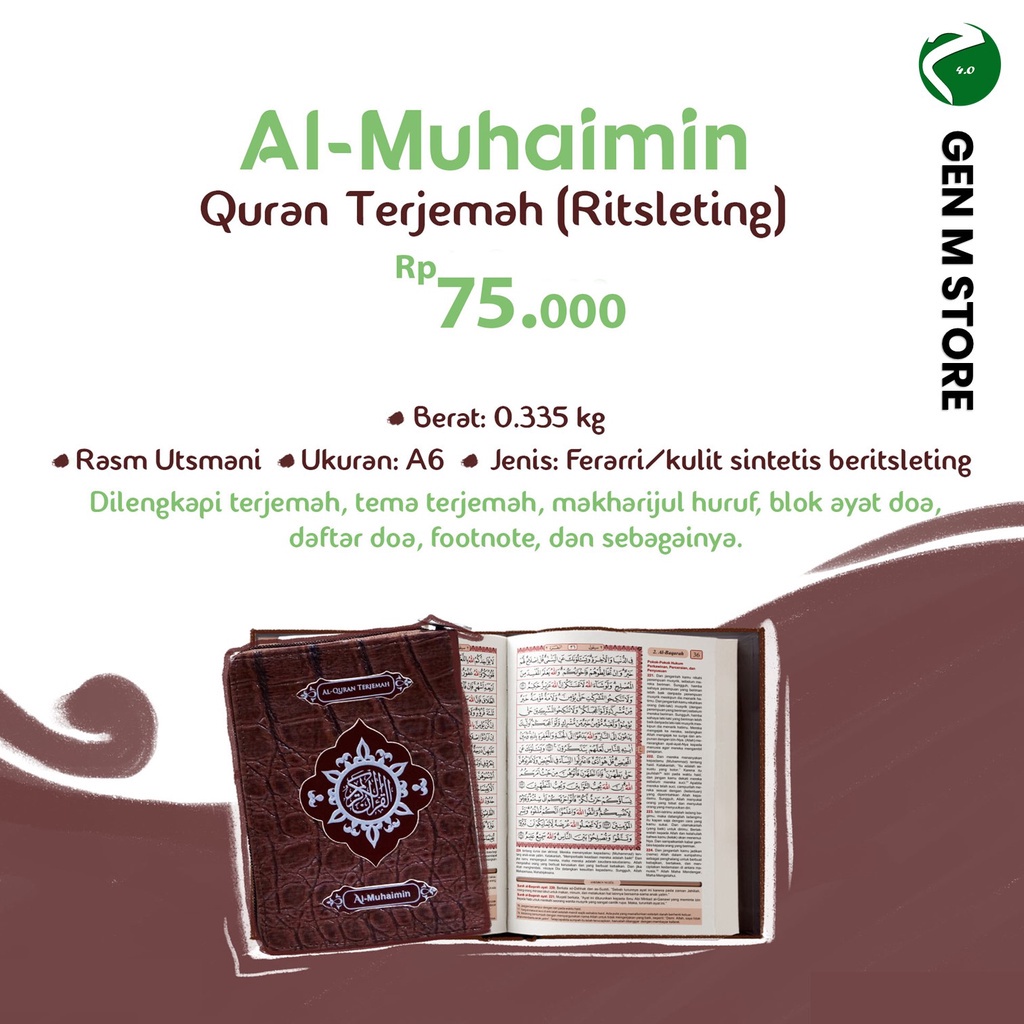 Alquran Al Quran Terjemah Resleting Ukuran Kecil A6 Al Muhaimin