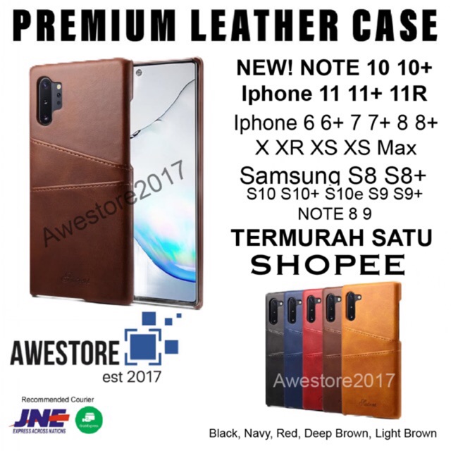 Leather Case Card Casing Kulit Iphone Samsung S8 S8+ S9 S9+ S10 S10+ S10e Note 8 9 10 Plus Lite