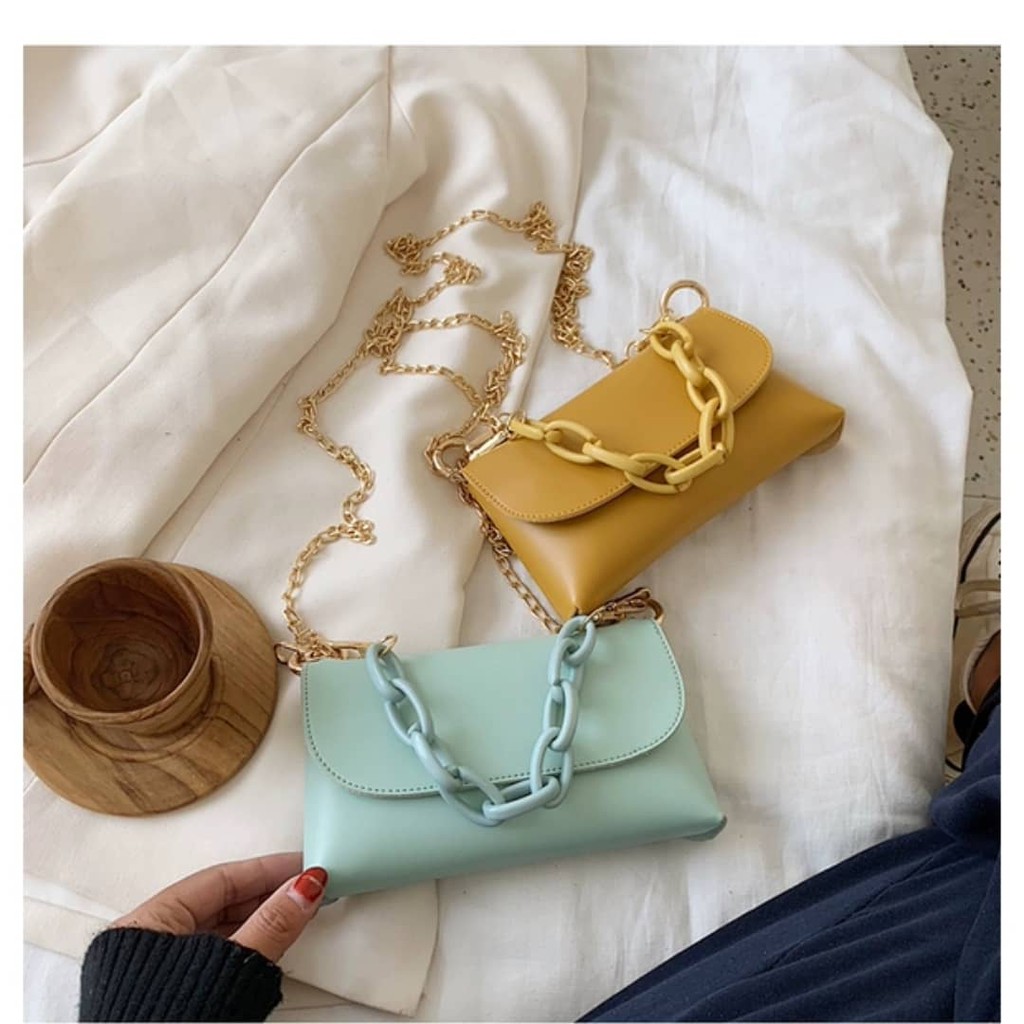 (COD)tas wanita selempang cod kulit pu tas kecil slingbag rantai tas mini import murah terbaru