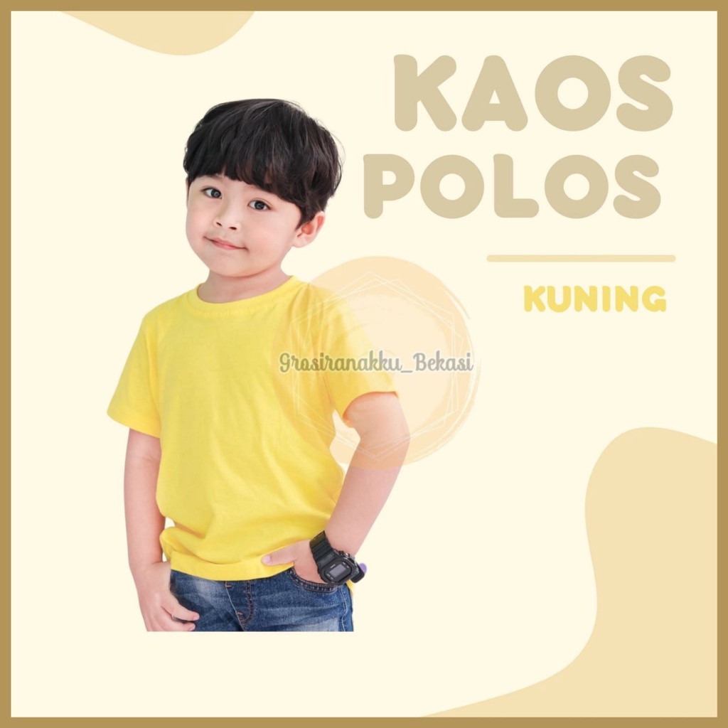 Kaos Anak Polos Kuning Size 1-5Tahun