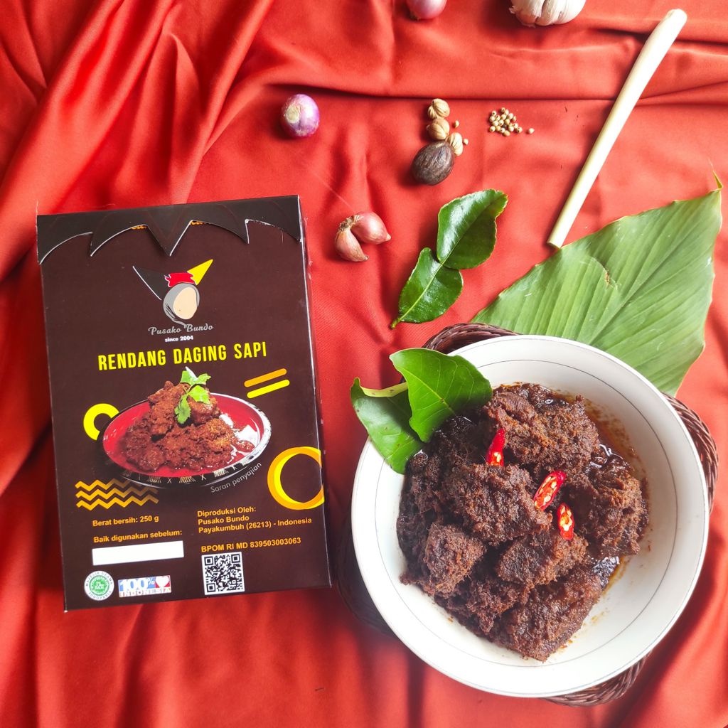 

Rendang Daging Sapi Basah Pusako Bundo Oleh-Oleh Asli Cemilan Kampung Makanan Khas Payakumbuh Padang kabau Jajanan Snack Kuliner Minang Kabau AX00