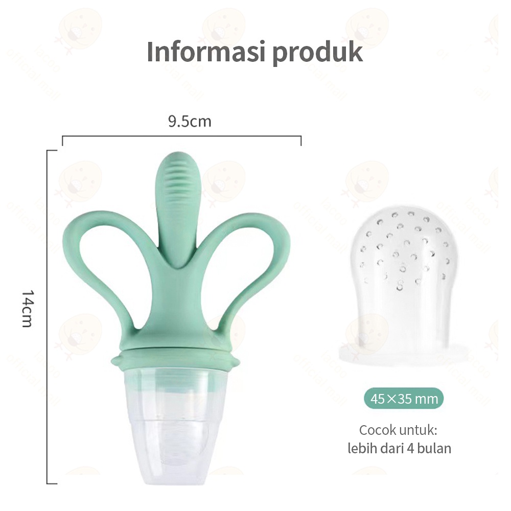 Lacoo Dot empeng buah bayi BPA Free 2 in 1 Baby Fruit Food Feeder Bahan silikon lembut