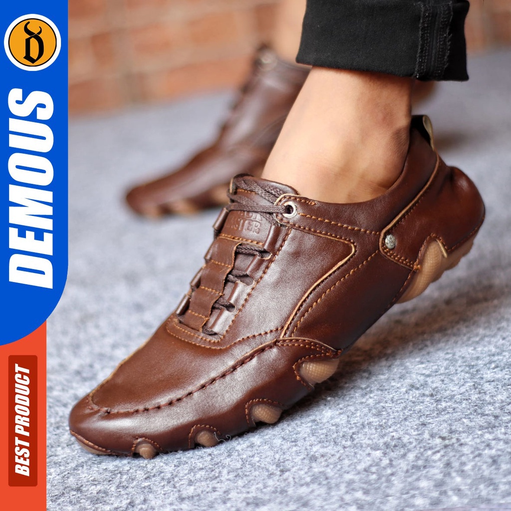 Sepatu Formal Pria Sepatu Casual Pria Kulit Asli Tali Sepatu Pantofel Kerja Kantor Kuliah Kondangan Sepatu Hitam Pria DEMOUS FIPO