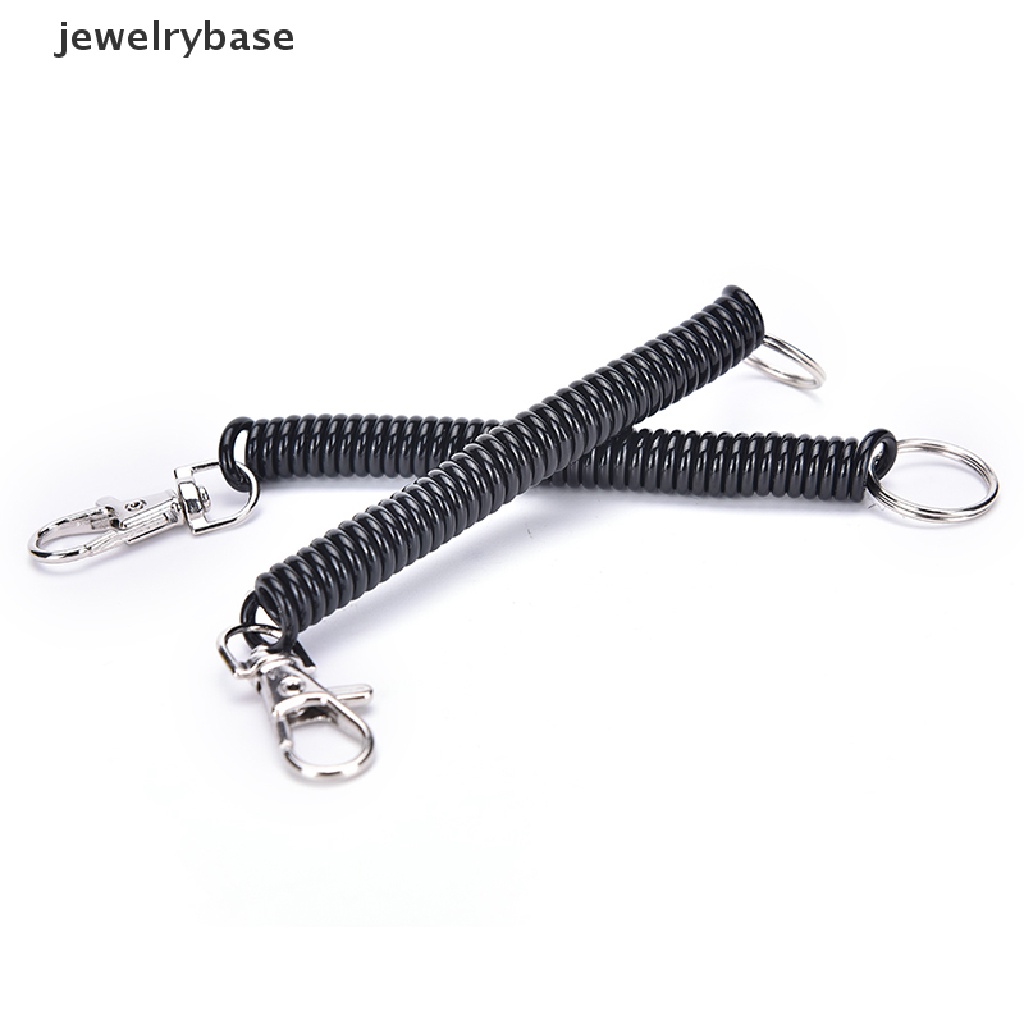 (jewelrybase) 2 Pcs Gantungan Kunci Dengan Tali Retractable Bahan Plastik Elastis Untuk Hiking / Camping 2pcs Tali Pegas Plastik Elastis Taktis Retractable Untuk Peralatan Berburu