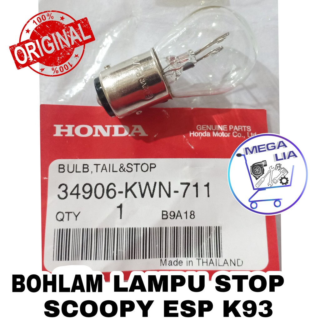 Bohlam Lampu Rem Bulb Stop Taillight Scoopy eSP K93 100% ORI Honda 34906-KWN-711