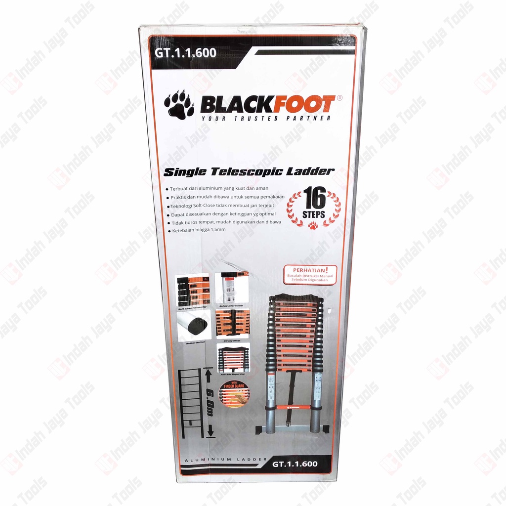 BLACKFOOT Tangga TELESKOPIK SINGLE 6 M Lipat Alumunium Meter Telescopic Ladder